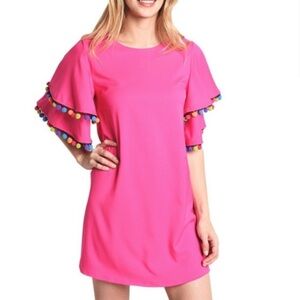 Urban Outfitters Loveriche pink Pom Pom dress